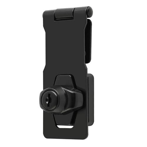 Alise Keyed Hasp Lock,4 Inch Safety Packlock Clasp Hasps Latch,Black Door Hinge Lock with Keys Keyed Locking Hasps for Cabinet,Closet,Drawer, Barn,Fence,Garage Doors