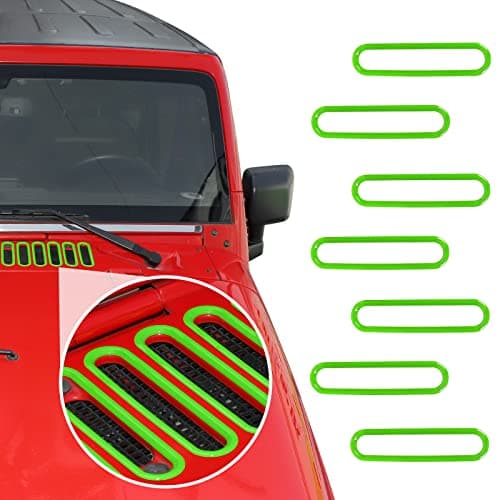 SQQP Hood Vent Cover Cowl Panel Vent Cover Trim, ABS Exterior Accessories for 2007-2018 Jeep Wrangler JK JKU 2/4-Door(Green)