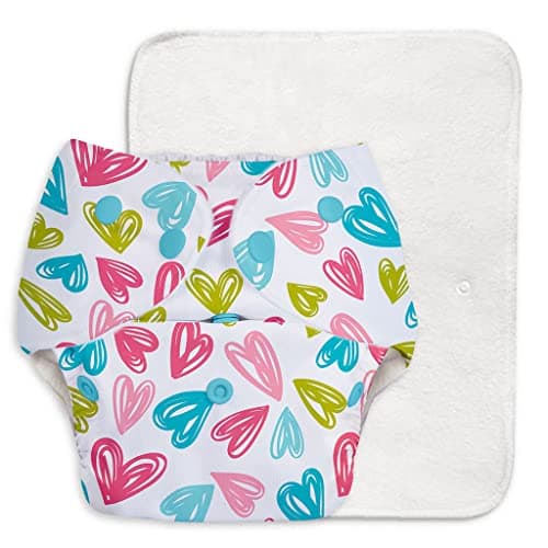 SuperBottoms BASIC Reusable Cloth Diaper with NEW Quick Dry UltraThin pads | 100% cloth Freesize Diapers for baby 0-3 Yrs |Stay Dry & Lasts up to 3Hrs | Trim Fitting, Dries 2times faster | Hearts