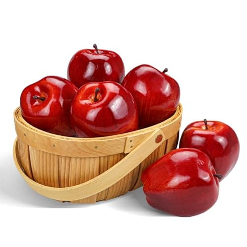 Lorigun Artificial Apples Fake Fruits Red Delicious Apples for Decoration, Decorative Fruit, Faux Big Red Apple 6 Pcs