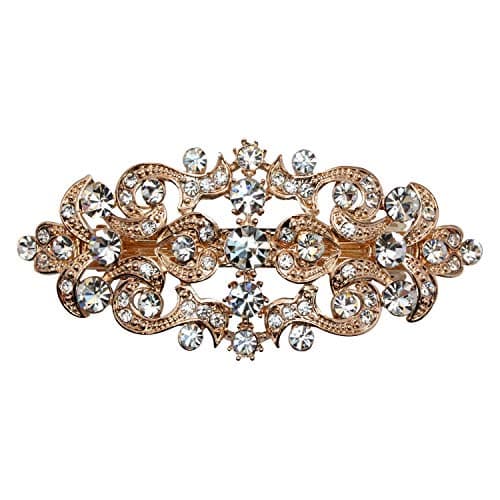 Faship Gorgeous Clear Crystal Floral Hair Barrette Clip