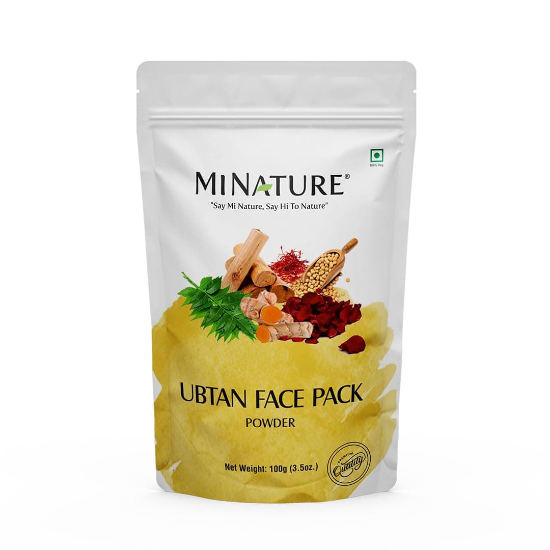 Ubtan Powder by mi nature Face Body PowderTurmeric Barley Chickpeas Neem Sandalwood Mograflower Saffron Rose Petal Remove AcneTraditional DIY Face Pack From India 100g 4oz