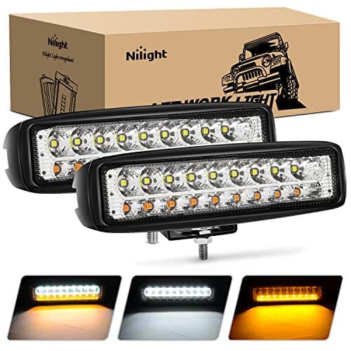 Nilight LED Pods 2Pcs 54W White/Amber 6 Inch Flood Offroad Fog Light Bar Waterproof Lighting for Tractor Boat SUV ATV UTV 4WD Car Truck Motorcycle Dirt Bike Golf Cart 12V 24V