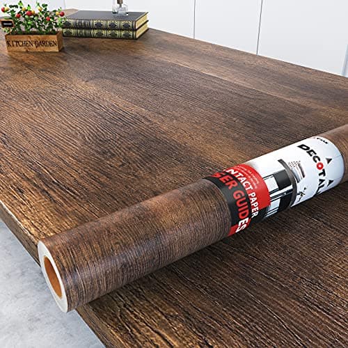 Decotalk Wood Contact Paper Wood Grain Contact Paper for Cabinets Wood Wallpaper Peel and Stick Brown Wood Wallpaper for Walls Removable 17.7"x120" Self Adhesive Faux Wood Vinyl Wrap Roll