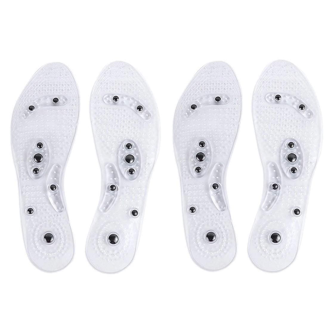 Simoda Massaging InsolesAcupressure Magnetic Massage Foot Therapy AntiFatigue Pain Relief Shoe Insoles Washable and Cutable 2 Pairs Transparent L