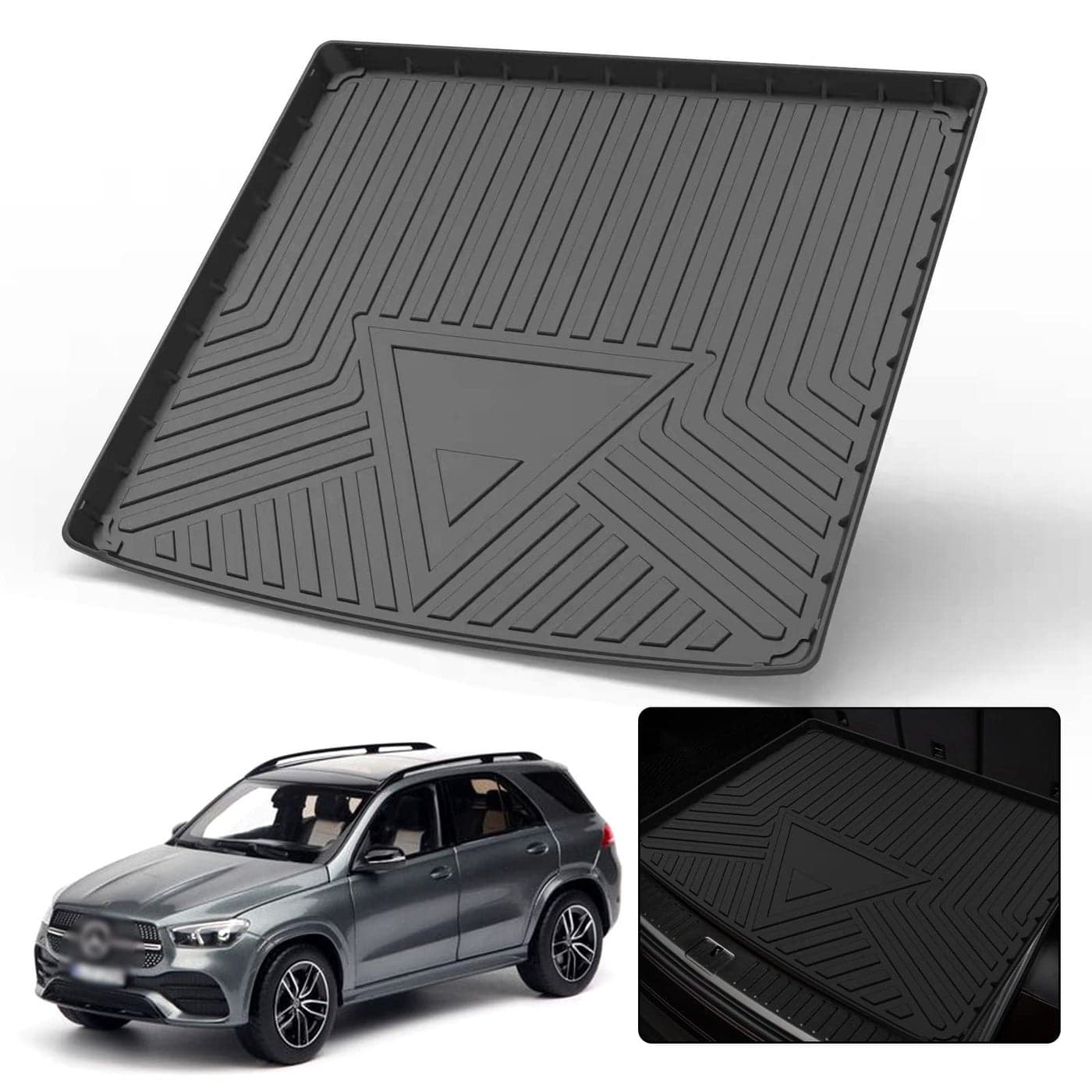 Elsetyler Custom Fit for Cargo Liner 20202025 MercedesBenz GLE Class 5 Passenger 20202025 GLE Black TPE All Weather Heavy Duty Waterproof Rear Cargo Tray Trunk Floor Mat Protector