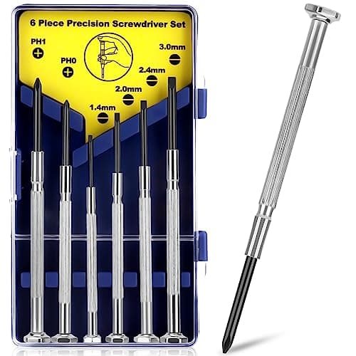 6PCS Small Screwdriver Set, Soodeei mini screwdriver set with 6 Different Size Flathead and mini Philips, Premium Tiny Screwdriver for Watch, Toys, Computer, Jewelry, Repair Set.