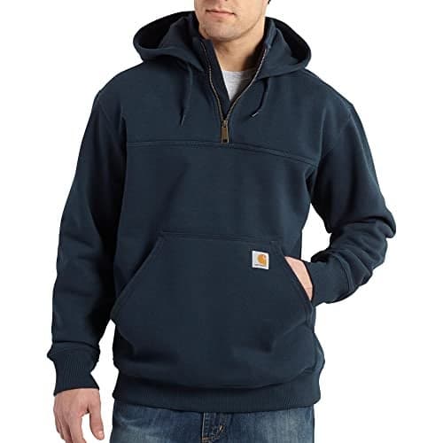 Carhartt Men's Rain Defender Paxton Heavyweight Hooded Zip Mock Neck Sweatshirt,New Navy,Small