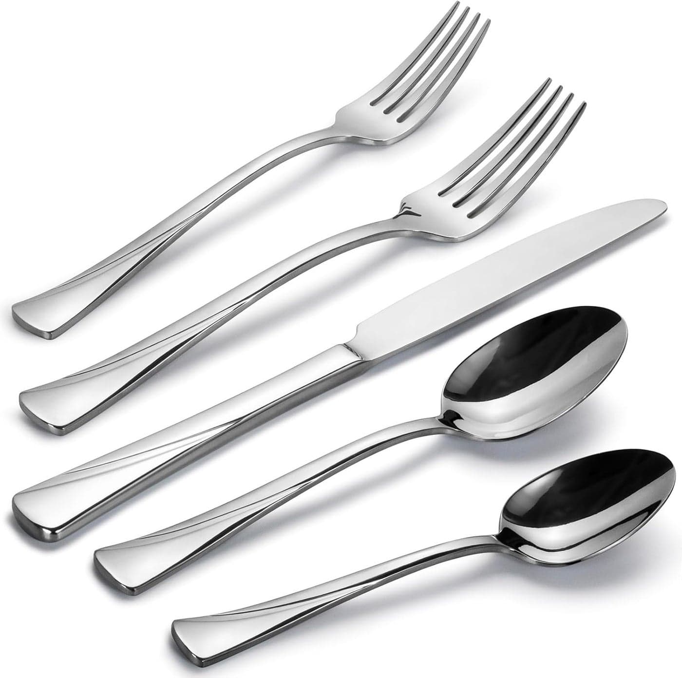 Alata Alice 30Piece Silverware Set Stainless Steel Flatware SetService for 6Mirror Polished Cutlery SetDishwasher Safe