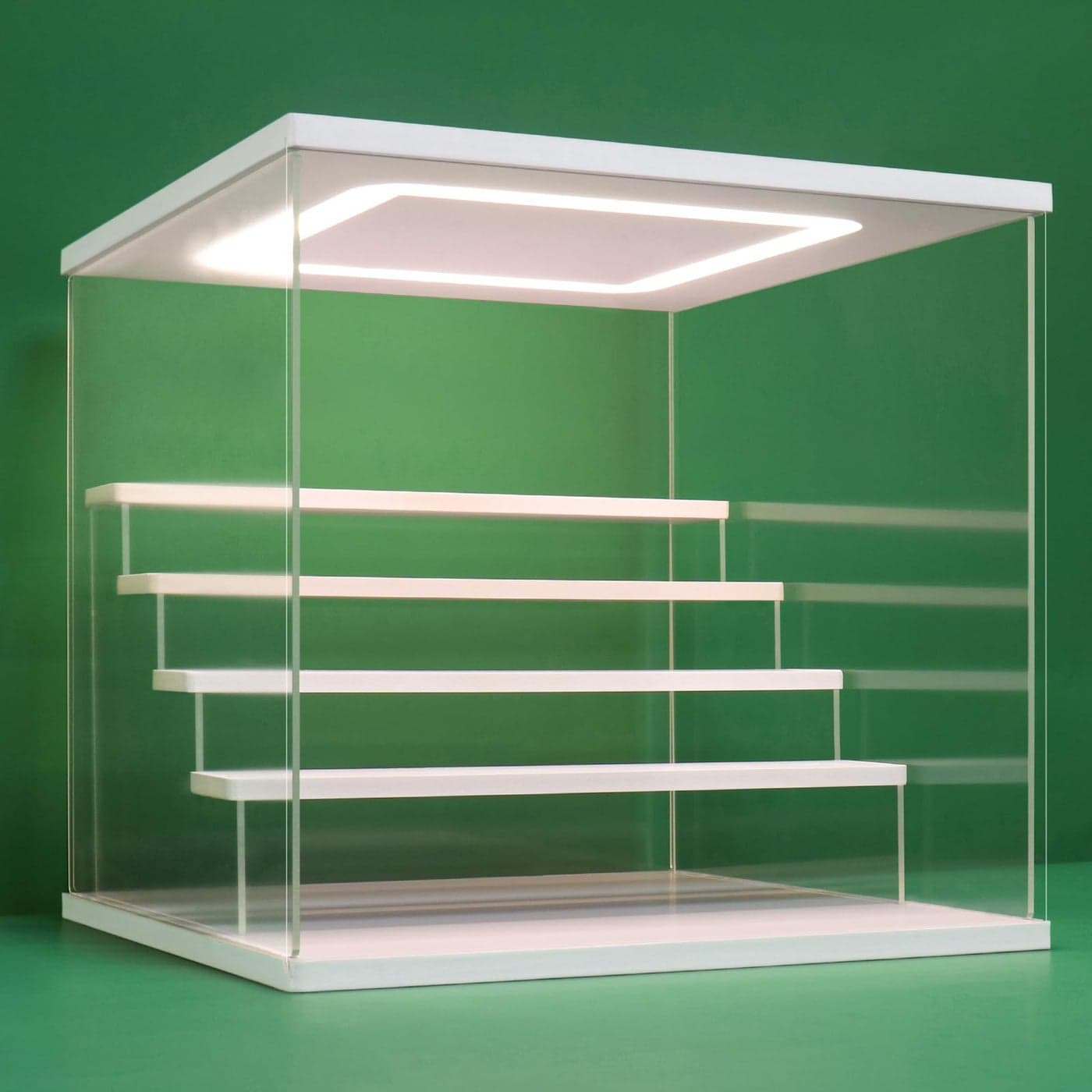 NONEMEY Clear Acrylic Display Case Stand with LED Light 23456 Tier Storage Box Showcase Dustproof Organizer Box for Collectibles White 5Tier 12412212inch