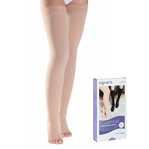 SIGVARIS Medical Compression Stockings - Cotton - Class 2 - Thigh length - For Men and Women (S - Long)