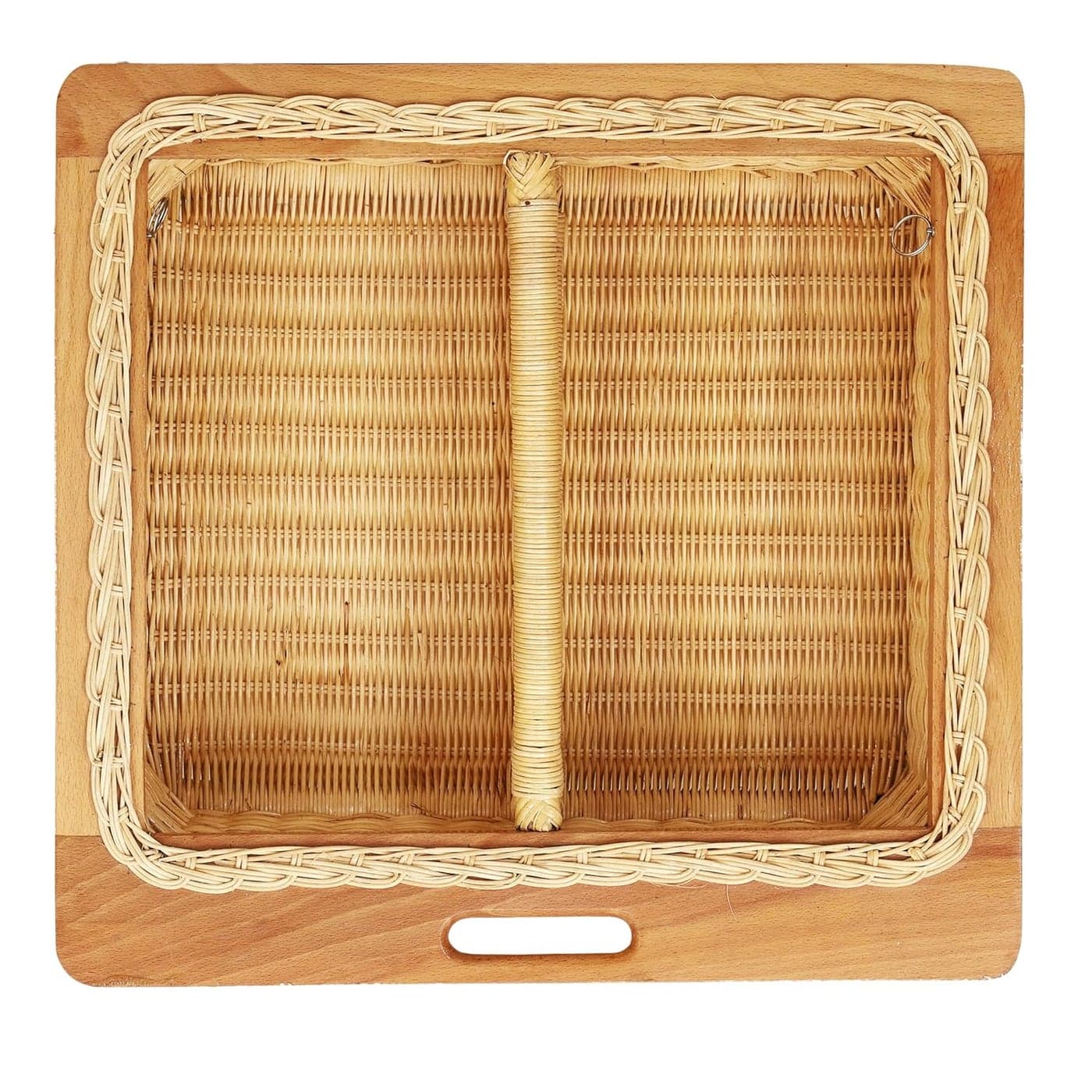 Akway Wicker basket for Modular kitchen | Pull out Wicker basket for kitchen | Onion Potato Basket for kitchen (18" (464mm) Width Including Channels) (With Partition, 18"W x 20"D x 8"H)
