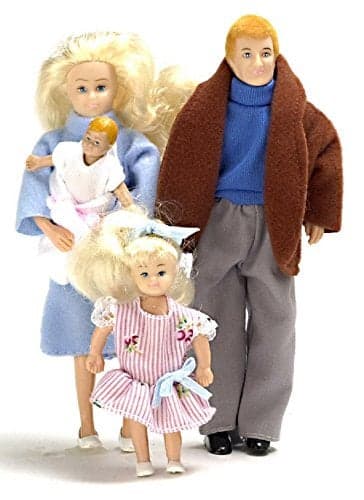 Dollhouse Miniature 112 Scale Modern Family of 4 People Mum Dad Girl Baby