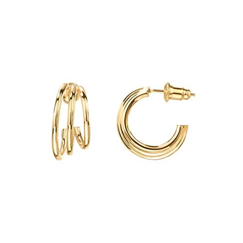 PAVOI 14K Gold Plated 925 Sterling Silver Post Split Huggie Earrings | Yellow Gold Earrings for Women