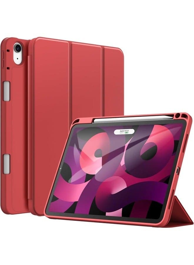 Red Trifold Smart Cover for iPad Air 13 Inch (M2) 2024 – Auto Wake/Sleep, Pencil Holder, and Soft TPU Back