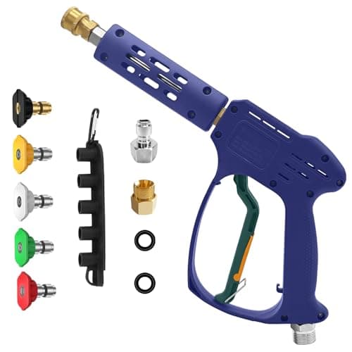YeewayVeh High Pressure Washer Gun with 3/8" Quick Connect and M22 14mm / 15mm Fitting, Pressure Washer Wands with 5 Nozzles Tips, Power Washer Gun for Car Wash (5000PSI, 8 GPM)