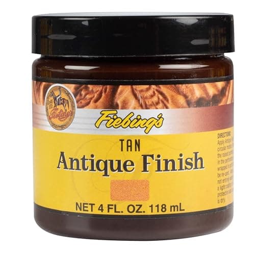 Fiebing's Antique Finish (4 oz) - Two-Toned Effect Emphasizes Leathercraft Embossing - Antiquing & Restoration Paste for Contrasted Accent Finish on Leather Boot, Shoe, Purse, Belt (Tan)