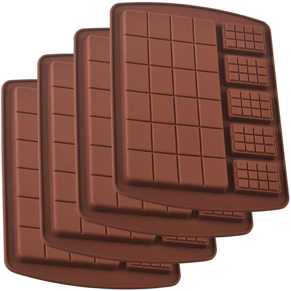 homEdge BreakApart Chocolate Mold Set of 4 Packs Silicone Protein and Energy Bar Molds for Caramels Ganache Pralines
