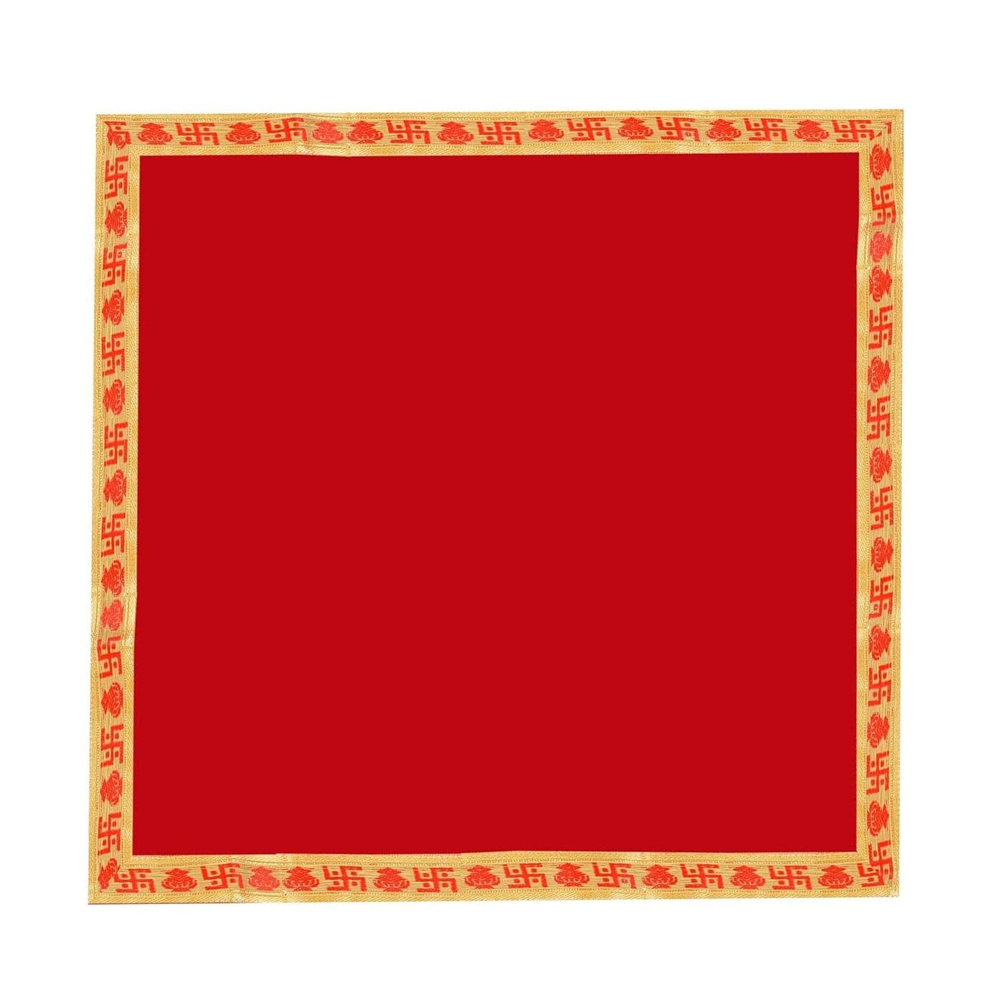 HOLLIO Big Large Plain Velvet Pooja Aasan Cloth Chowki Aasan Kapda Mat for Puja Table Puja Home Mandir and Temple Item for Ganpati Navratri Diwali Home Decoration 1 Meter 1 pcs Red Border