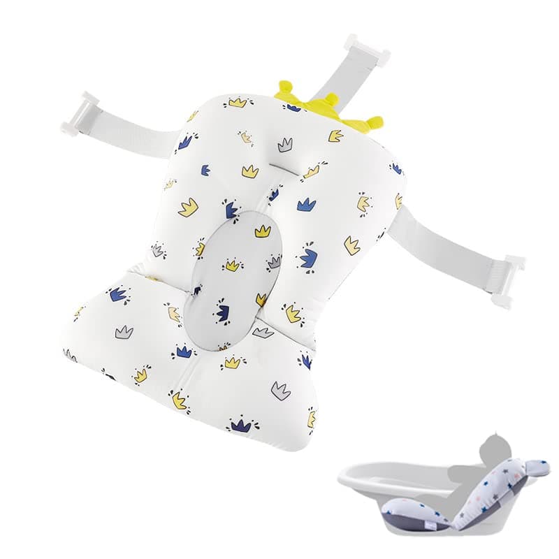ToBsoft Baby Bath Pad, Soft Bathtub Mat, Adjustable Nonslip Newborn Toddler Bath Cushion, Comfortable Skin Friendly Floating Pad for 0-12 Months Infant (Crown)