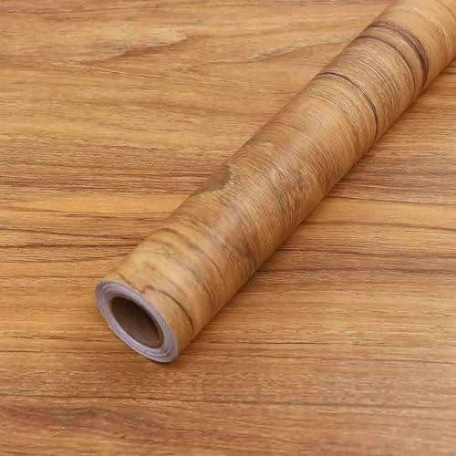 WISDOM Self Adhesive Vinyl Wood Grain Wallpaper for Furniture Vinyl Stickers Wooden Door Desktop Wall Papers Kitchen-Cupboard/Shelf Liner Sheet (24 x 48 Inch,Grain 01