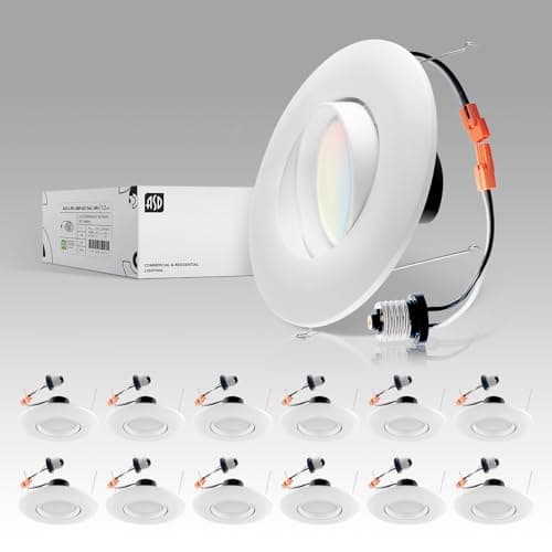 ASD Retrofit 6 Inch Gimbal LED Recessed Light - White Trim 15W 1310LM 2700/3000/3500/4000/5000K Adjustable Dimmable LED Downlights | Rotating Swivel Directional Eyeball Lighting, UL 12 Pack