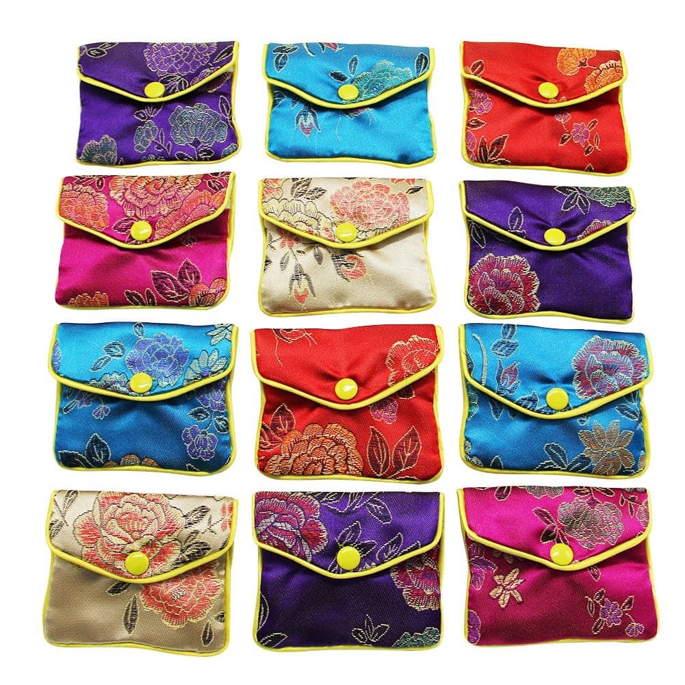 MorTime Jewellery Jewelry Silk Purse Pouch Gift Bags Multiple Colors Pack of 12 4315in Medium
