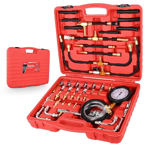 Nilight Fuel Injection Pressure Tester Kit, 0-140 PSI Fuel Pressure Gauge Master Automotive Test Tool for Most Car Truck Motorcycle SUV ATV RV