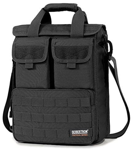 Seibertron Expandable 14" Laptop Waterproof Messenger Bag Multiple Pockets & Compartments - Carry as Messenger Bags Black