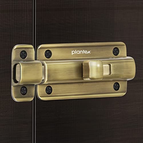 Plantex Premium Heavy Duty Door Stopper/Door Lock Latch for Home and Office Doors/Baby Latch - Pack of 3 (Brass Antique)
