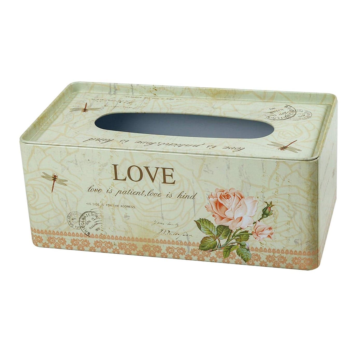 PHILPETY Decorative Metal Tissue Holder Country Rural Rectangular Tissue Box Cover Bathroom Kitchen Office Room