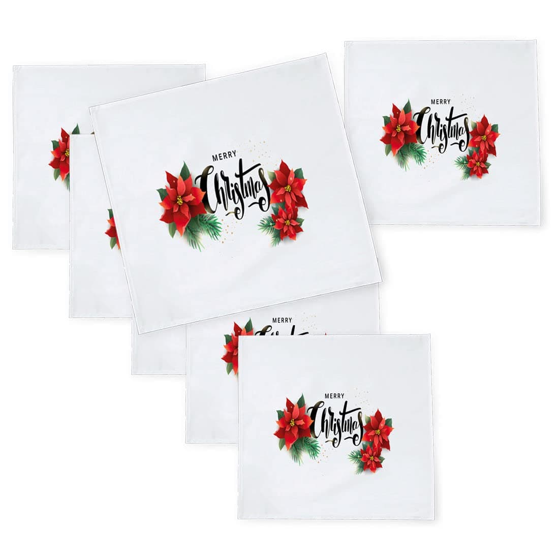 Khakee 6 Pcs Christmas Theme Silk Table Napkins 10x 10 for Xmas Decoration Christmas OrnamentsChristmas Giftxmas21126