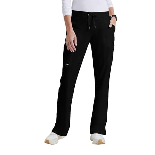 BARCO Grey s Anatomy Classic Mia Scrub Pant for Women Black, 6-Pocket Low-Rise Straight Leg Bottoms with Natural Stretch, Soil Release Fabric, and Super-Soft Finish Small, Regular Fit