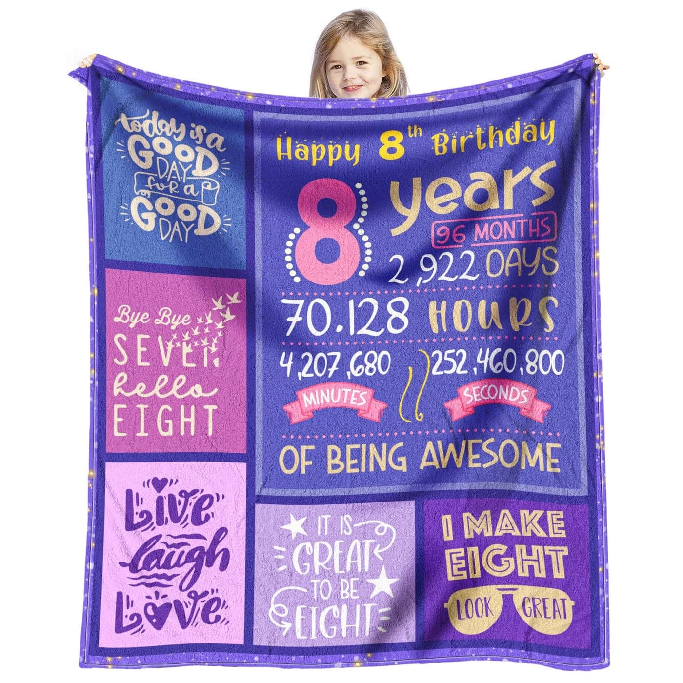8 Year Old Girls Birthday Gift 60 x 50 inch Throw Blanket 8th Birthday Decorations for Girls