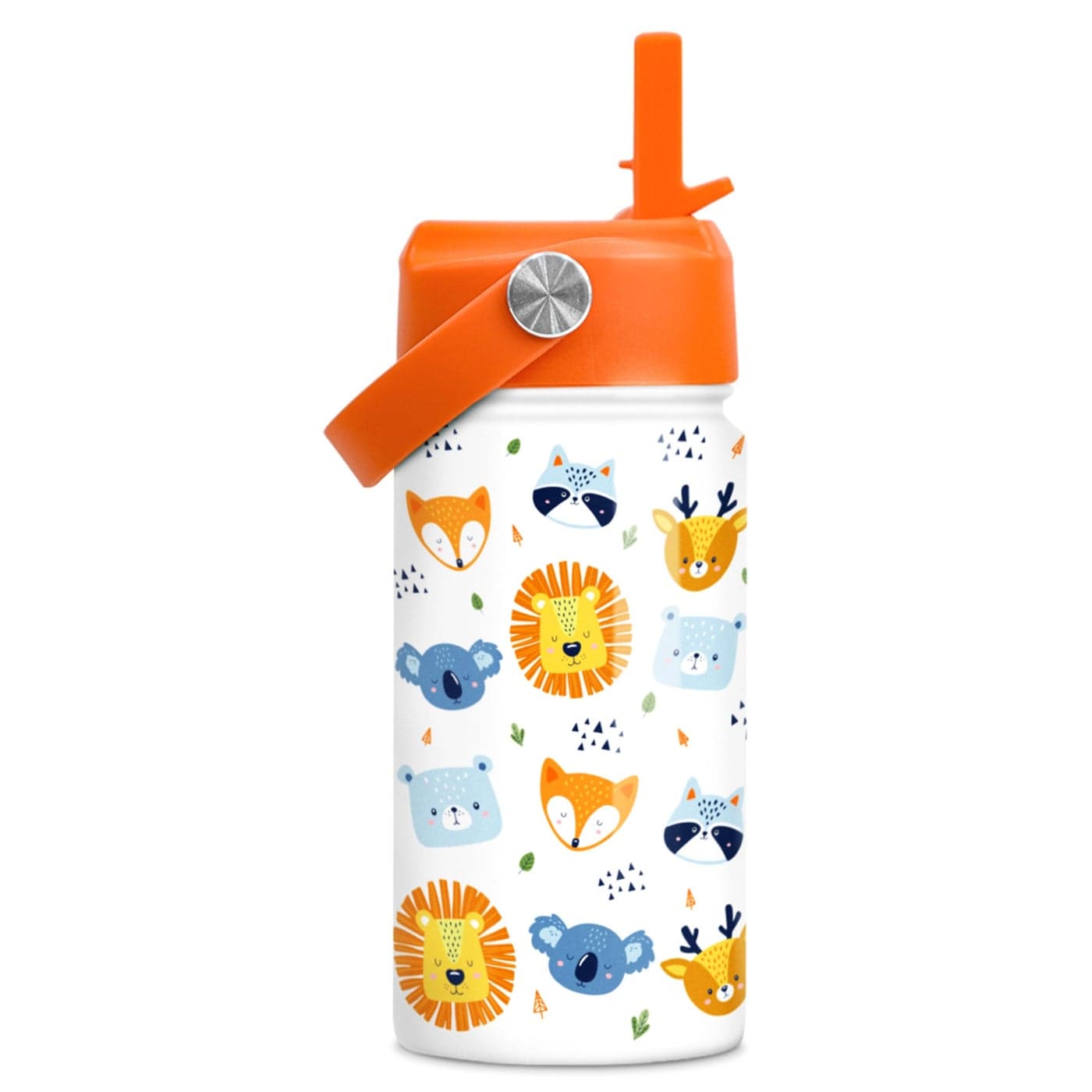 Kids Water Bottle with Straw Lid 12 Oz Insulated Stainless Steel Animal Water Bottles for Kid Boys Girls Travel Cup for School Sports
