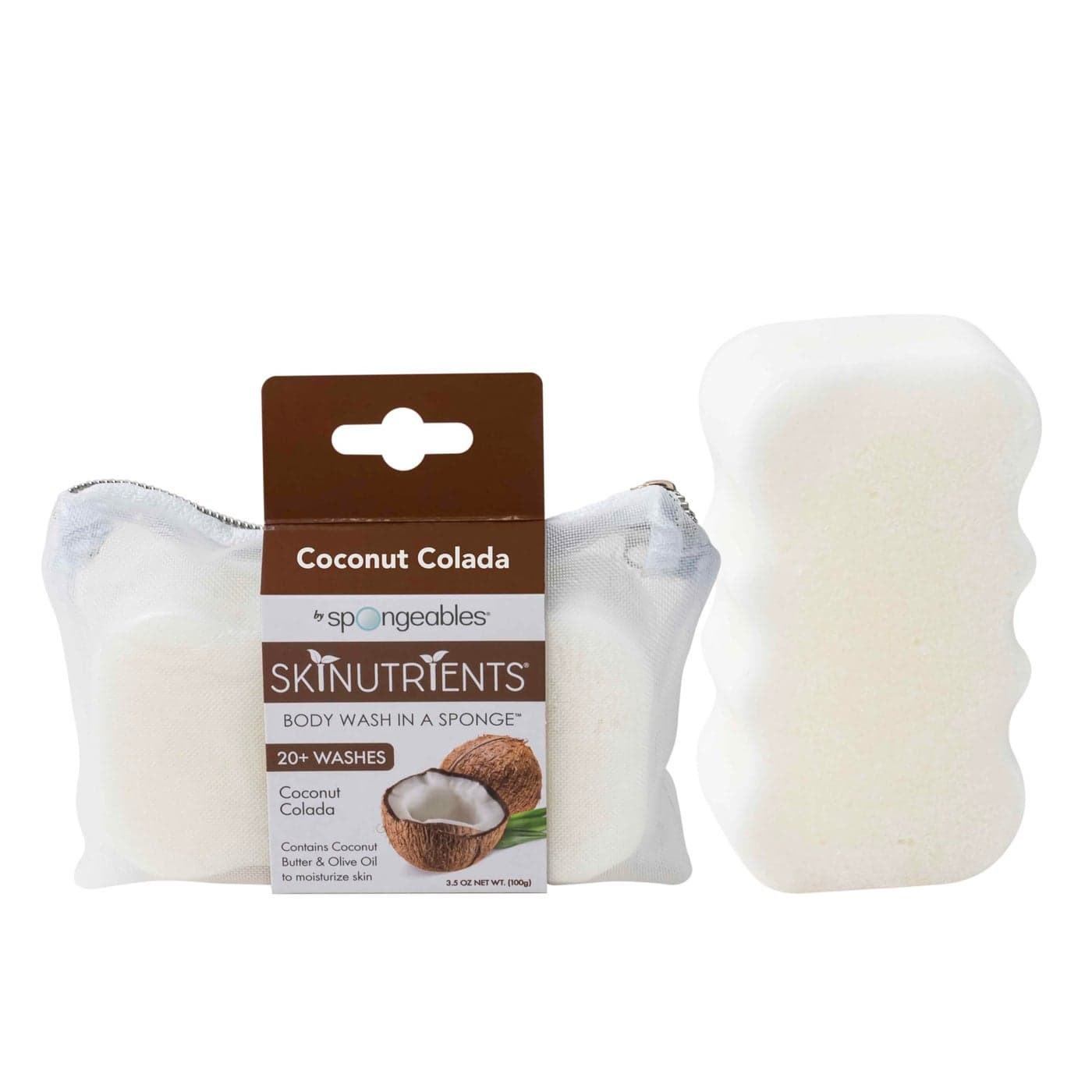 Spongeables Skinutrients Moisturizing Body Wash in a Sponge Colada 3.5oz, Coconut, 1 Count