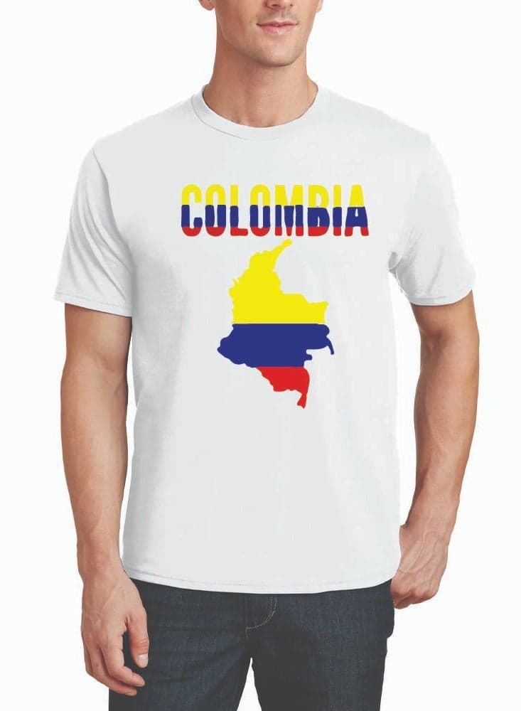 Colombia Adult Mens Tshirt - Round Neck Short Sleeve Cotton T-Shirt - Celebrate Colombia in Style - Soft and Comfortable Tshirt - Men's Colombia Tshirt
