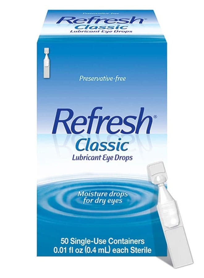 Classic Lubricant Eye Drops, 50 Single-Use Containers, 0.01 Fl Oz (0.4Ml) Each Sterile