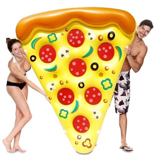 JOYIN Giant Inflatable Pizza Slice Pool Float Fun Pool Floaties Swim Party Toy Summer Pool Raft 1 Pack Extra Large with Cup Holders