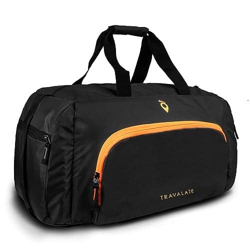 Travalate Travel Duffle Luggage Bag Organizer | Multi Pocket Ultra-Light| Polyester 45 Litre | Men and Women | 22 X 12 X 11 Inch (Black)