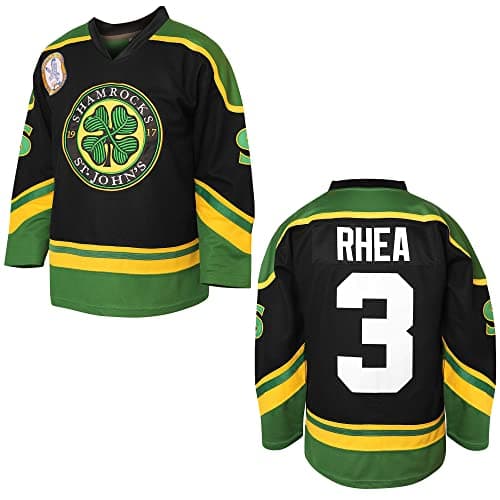 3 Ross The BOSS Rhea Hockey Jersey for Men,ST John's Shamrocks Stitched with EMHL Patch White Green Black (3 Black,Small)