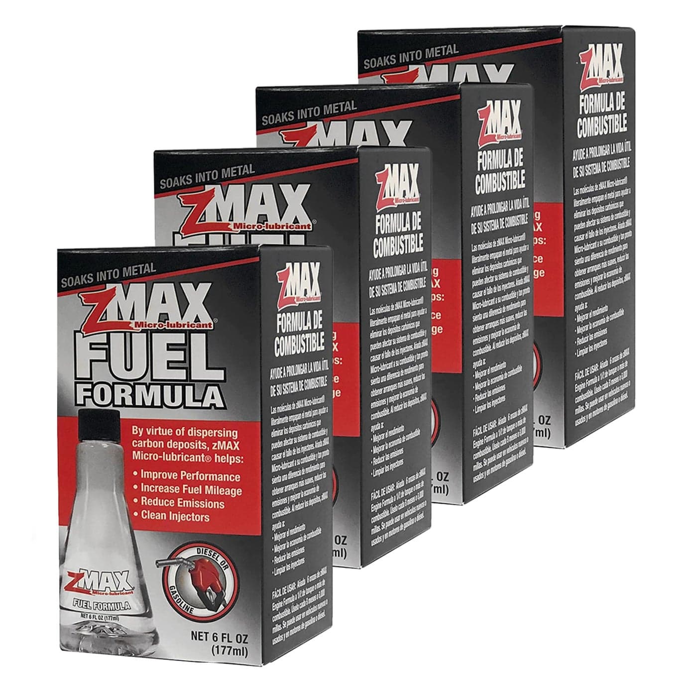 zMAX 58106 Fuel Formula Easy to Use Fuel Treatment Reduces Carbon BuildUp Lubricates Metal Extending Life of Vehicle Runs Efficiently Improving Gas or Diesel Mileage 6 oz 4 Pack