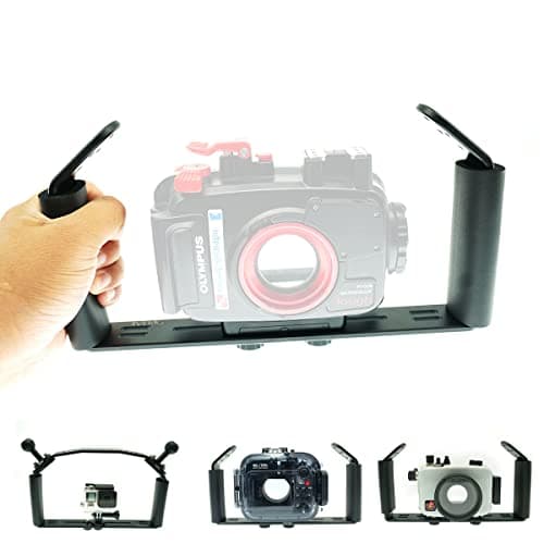 nitescuba Underwater Handle Tray Bracket Aluminum Alloy Dual Handheld Video Light Stabilizer Tray for Camera housing,Handle Grip for gopro Set up Works for Hero 10,Action Camera
