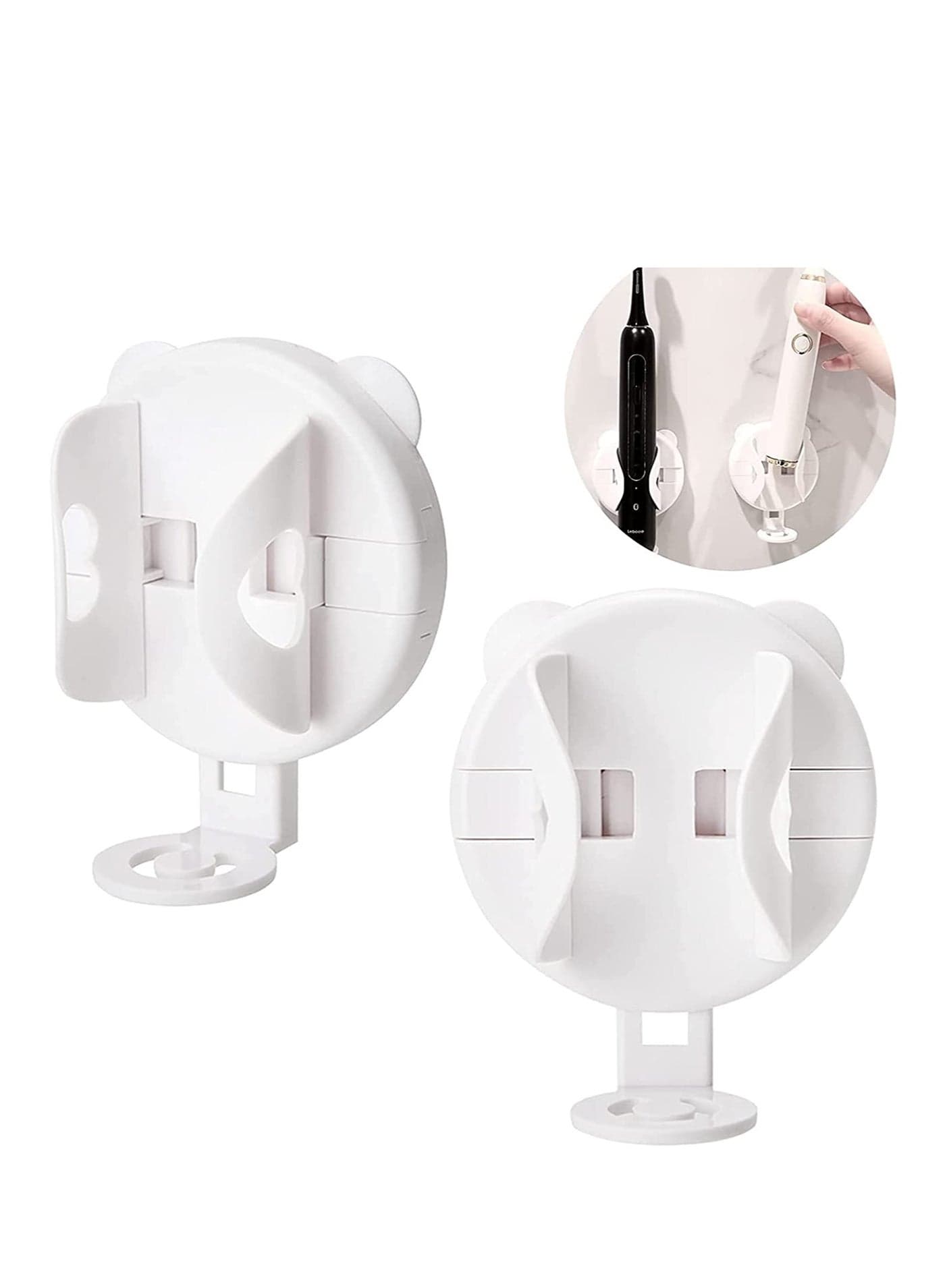 Automatic Electric Toothbrush Holder Wall Mounted Holder for Bathroom Gravity Induction Contraction Gravity Auto Lock Release Body Base Stander Compatible with All-Electric Tooth Brush 2Pcs