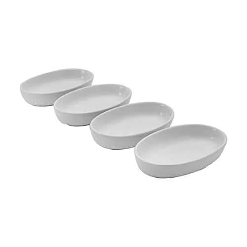 Pfaltzgraff Burrito Oval Set of 4 Dip Fruit Bowls, 7-Inch, White