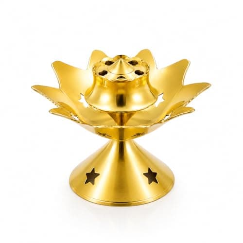 SpillboxBrass Incense Stick Holder Stand | Holder | Burner with Ash Catcher Agarbatti | Batti Stand | Plate | Dhup | Dhoop Best for Puja | Pooja Your Mandir Home & Office Decoration - Star Agarbatti