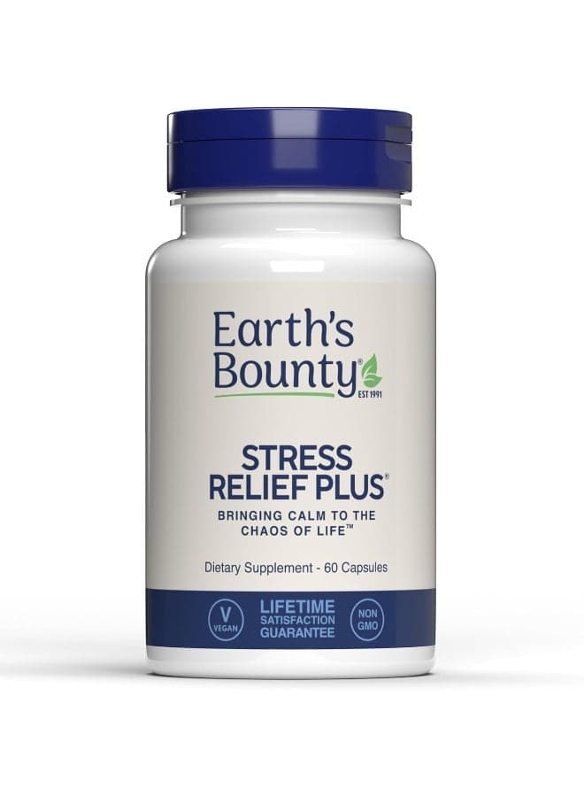 Earth's Bounty - Stress Relief Plus - 60 Vegetarian Capsules - All Natural Formula - Stress Support & Mood Enhancing Supplement - Promotes Calmness