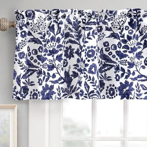 DriftAway Julia Lined Valance Double Layer Thermal Insulated Room Darkening Blackout Valances 3 Inch Rod Pocket Window Valance for Bathroom Living Room 52 Inch by 18 Inch Navy