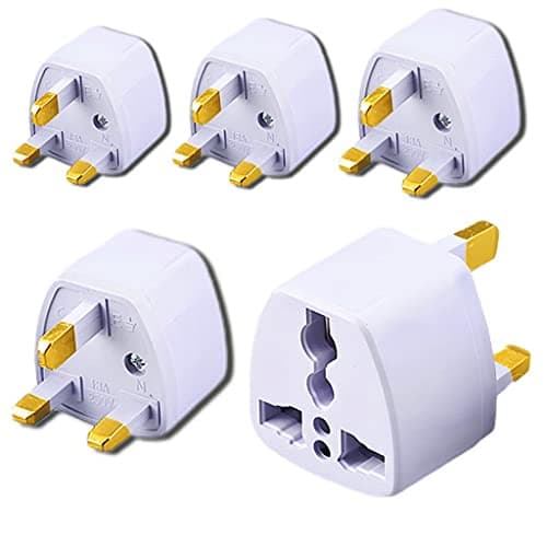 KAVANA (5 pcs) India to UK Adapter, UAE, Hong Kong, Dubai Adapter - Perfect for Laptop, Camera Charger - Type G Travel Adapter