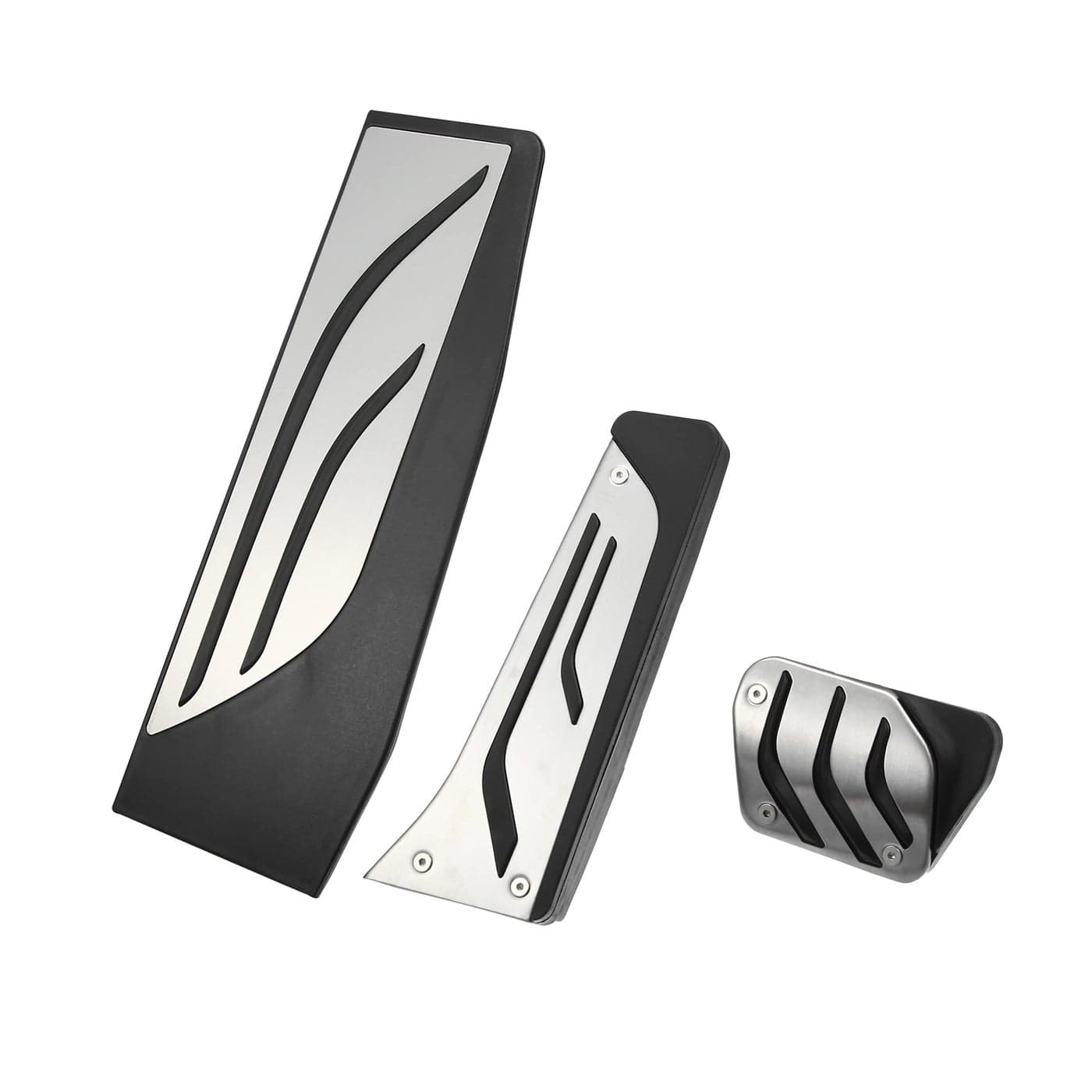 X AUTOHAUX 3Pcs Accelerator Pedal and Brake Pedal Cover Set for BMW 1 2 3 4 Series F20 F21 F22 F23 F30 F31 F32 F33 F34 F36 Metal Rubber Silver Tone Black